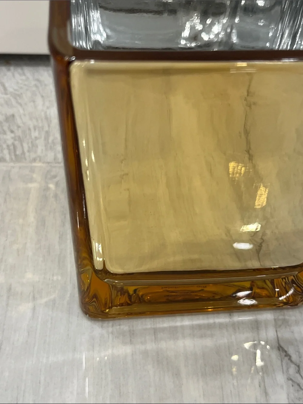 Amber/Gold Glass Square Vase - Home Accents